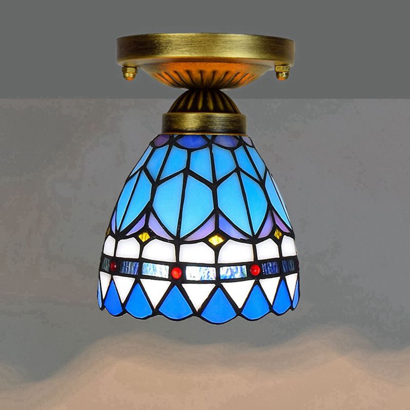 Plafonnier semi-encastré ombré Tiffany à une ampoule en verre teinté