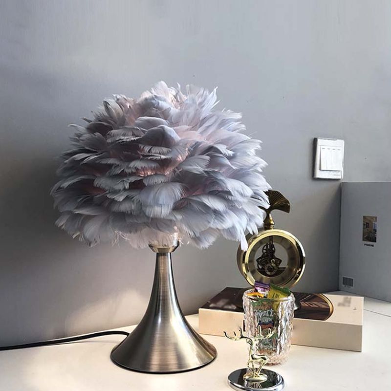 Lampada da lettura ad albero Lampada da comodino a LED moderna in piuma grigio/bianco per sala studio