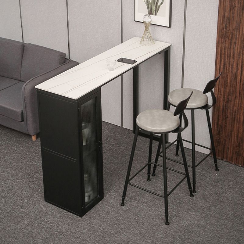 Luxury Rectangle Bar Table Set 1/2/3/5 Pieces Sintered Stone Counter Table with Stools