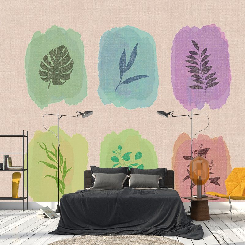 Eco-friendly Illustration Wall Mural Wallpaper Plant Decoration Sitting Room Wall Mural