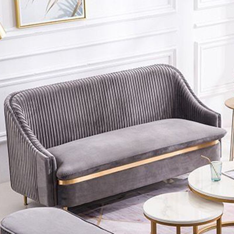 Contemporary Velvet Sofa with Swen Pillow Back and Slopped Arm