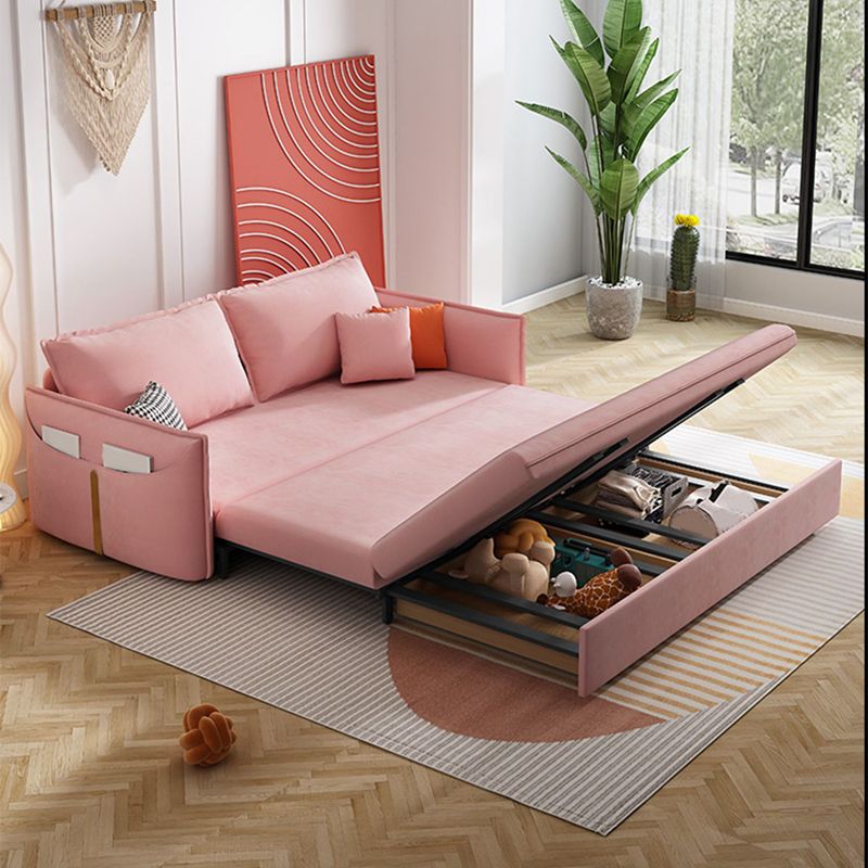 Faux Leather Stain Resistant Contemporary Couch Bed with 2 Pillows
