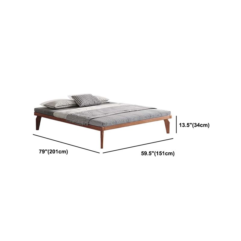Ash 13.38" High Standard Bed with Custom Gold Legs Brown Bed Without Headboard
