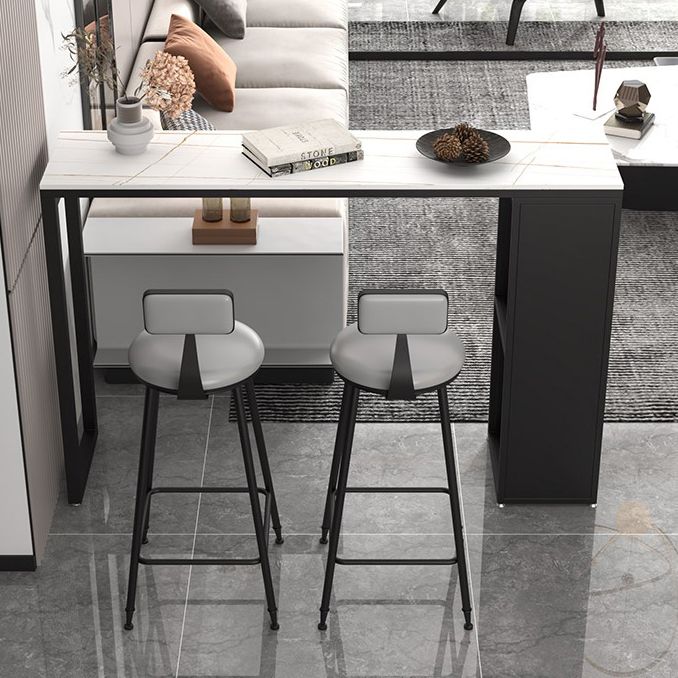 Stone Top Industrial Cocktail Bar Table with Storage Rectangle Counter Table