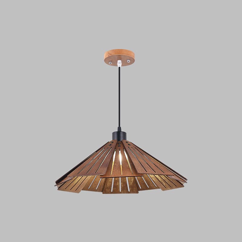 Wood Cone Shape Pendant Lighting Modern Style 1 Light Hanging Lights for Living Room