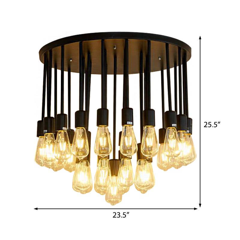 23/31 Lights Ceiling Light Fixture with Hanging Shade Clear Glass Nordic Living Room Semi Flush, 19.5"/23.5" Wide