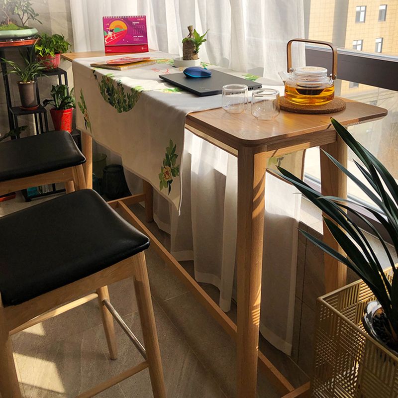 Contemporary Solid Wood Rectangle Bar Height Pub Table for Living Room