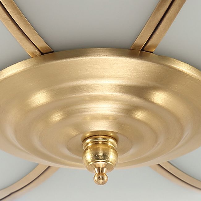 Luminaires encastrés à tambour, plafonniers en cuivre de style colonial avec abat-jour en verre