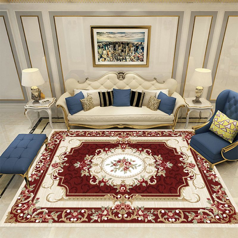 Funky European Rug Classic Medallion Print Area Rug Polyester Stain Resistant Carpet for Home Decor