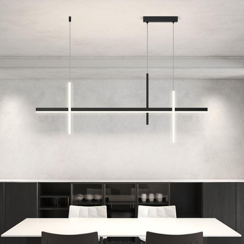 3-Light Linear Island Light Fixture Simplicity Metal Pendant Light for Dining Room