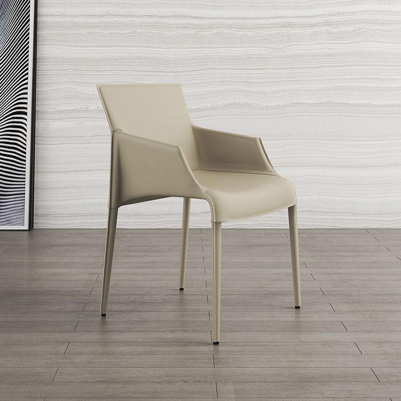 Silla de metal moderna para interiores y exteriores, silla de comedor con respaldo sólido y brazo
