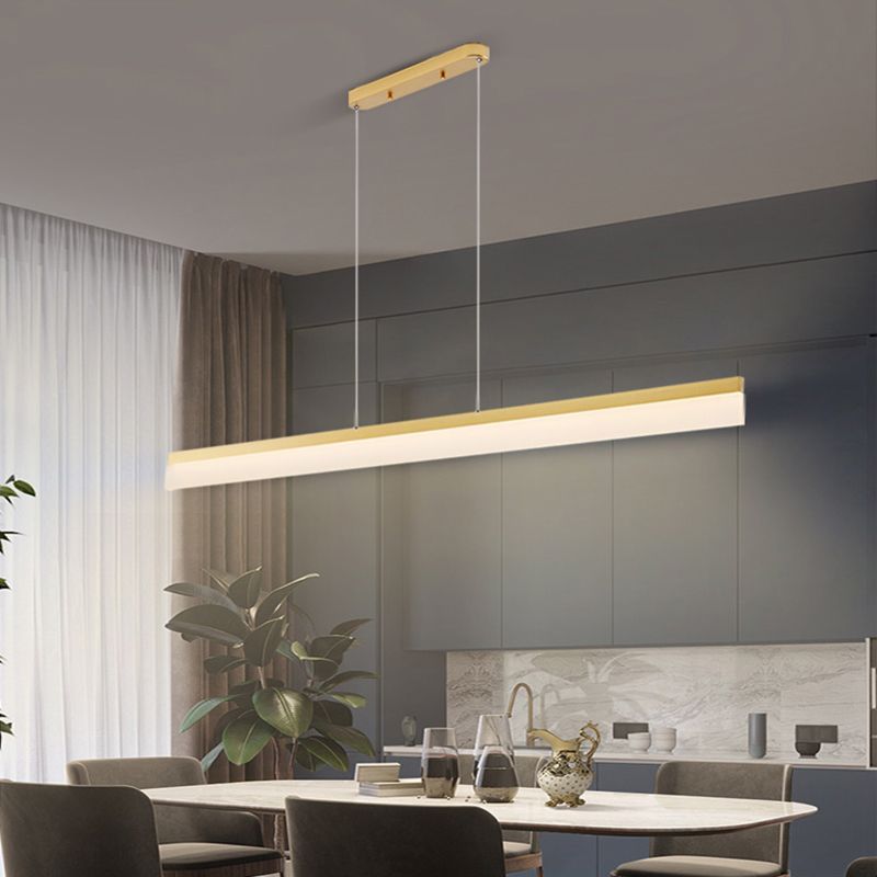 Contemporary Island Light Linear Metal 1 Light Island Ceiling Light for Kitchen