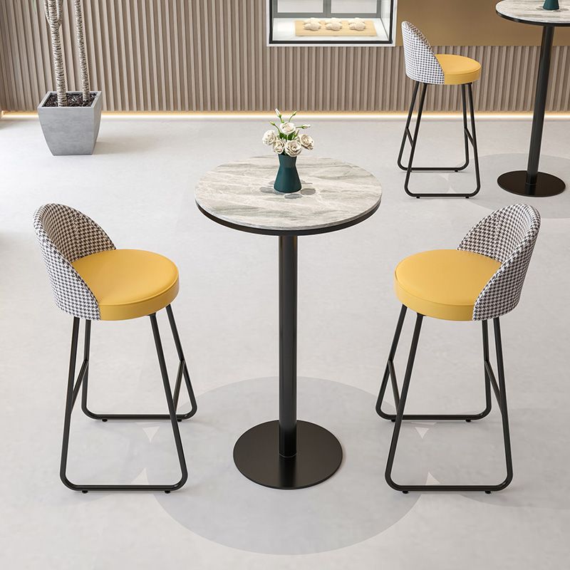 Restaurant Modern Bucket Counter Bar Stool Leather and Metal Counter-height Stool