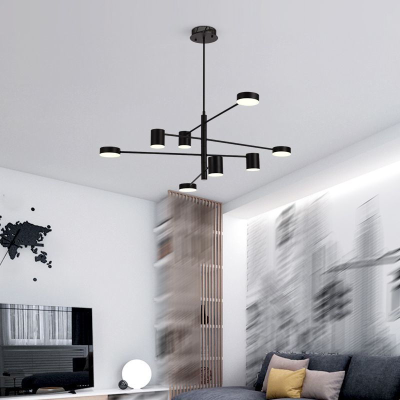 Black Sputnik Pendant Lighting Fixture Modern Style LED Metal Hanging Chandelier