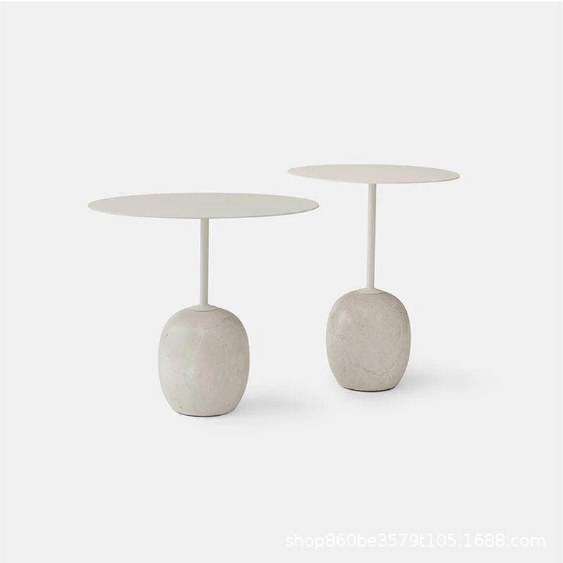 Round Metal Table Marble Pedestal Base Base Medieval Modern Style Side Table