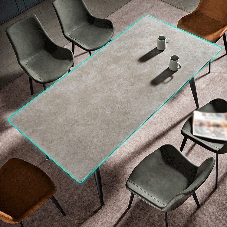 Modern Style Dining Table Gray Top Sintered Stone 4 Legs Table for Home