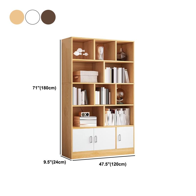 Modern Style Standard Bookcase with Doors Engineered Wood Bookshelf for Living Room