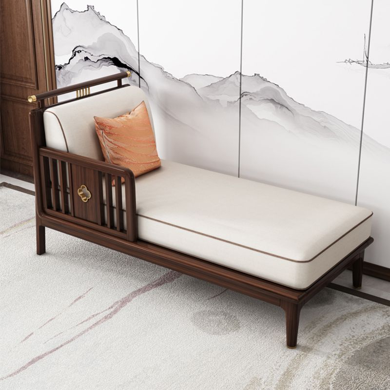 Traditional Living Room Cotton Chaise Rolled Arms Upholstered Chaise Lounge