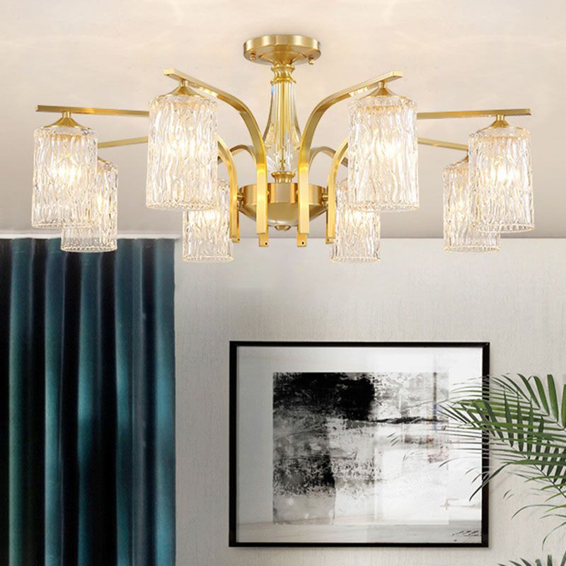 Light Luxury Crystal Ceiling Lamp Cylinder Shape Ceiling Light for Bedroom