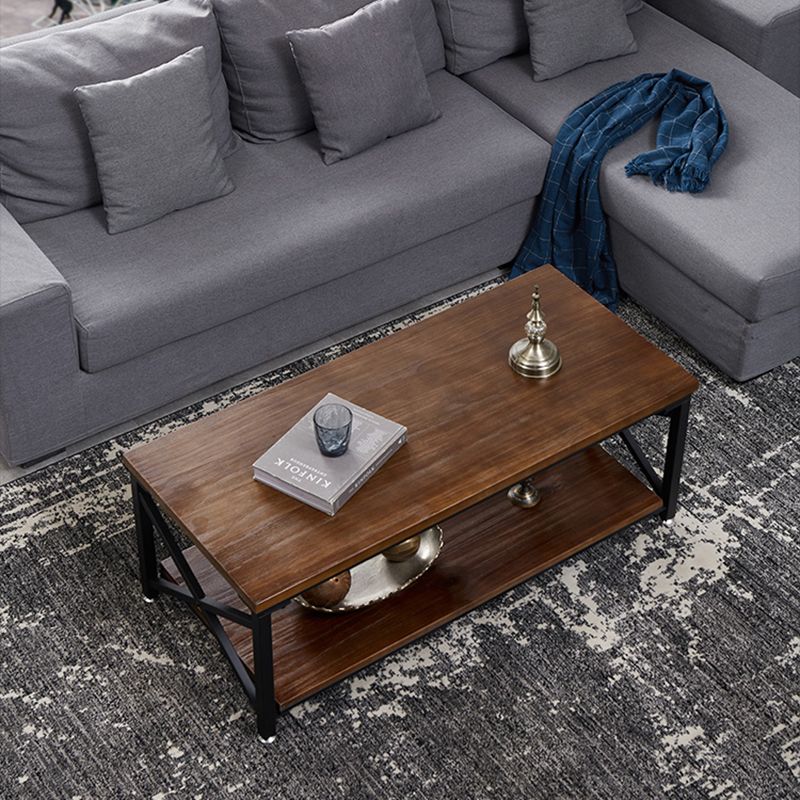 Rectangular Frame Cocktail Table Contemporary Coffee Table with Storage