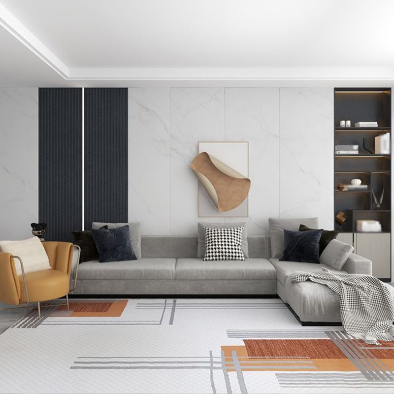 Orange Straight Stripe Rug Polyester Modern Rug Stain Resistant Rug for Living Room