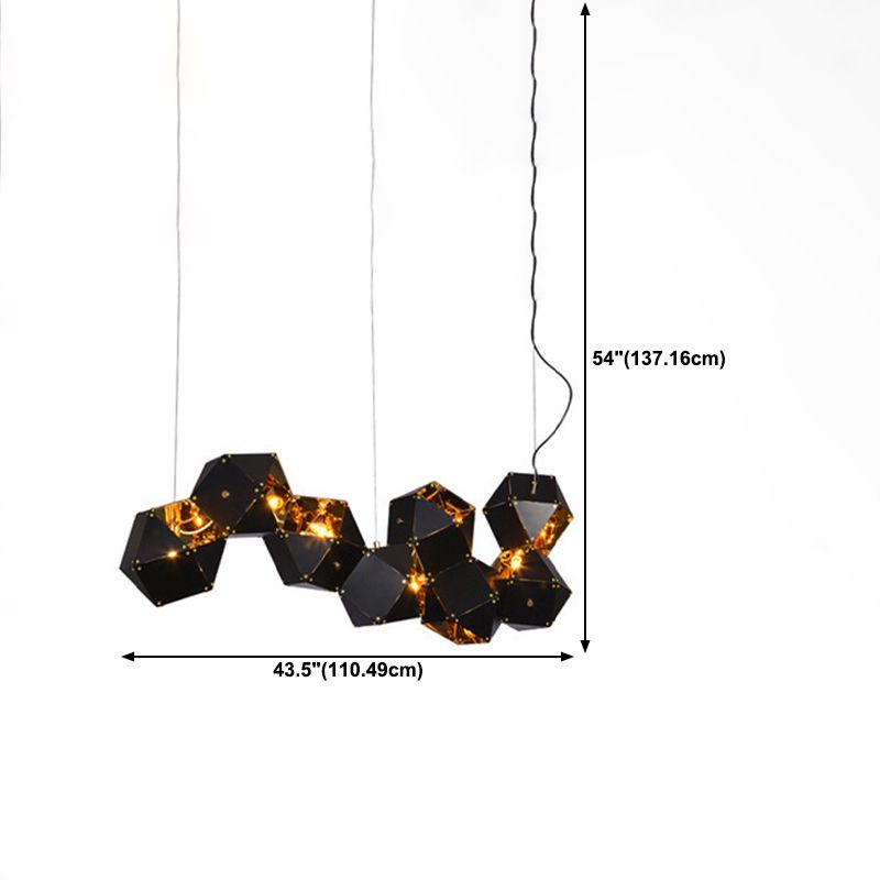 Contemporary Iron Kitchen Island Ceiling Light Geometric Island Hanging Light in Black