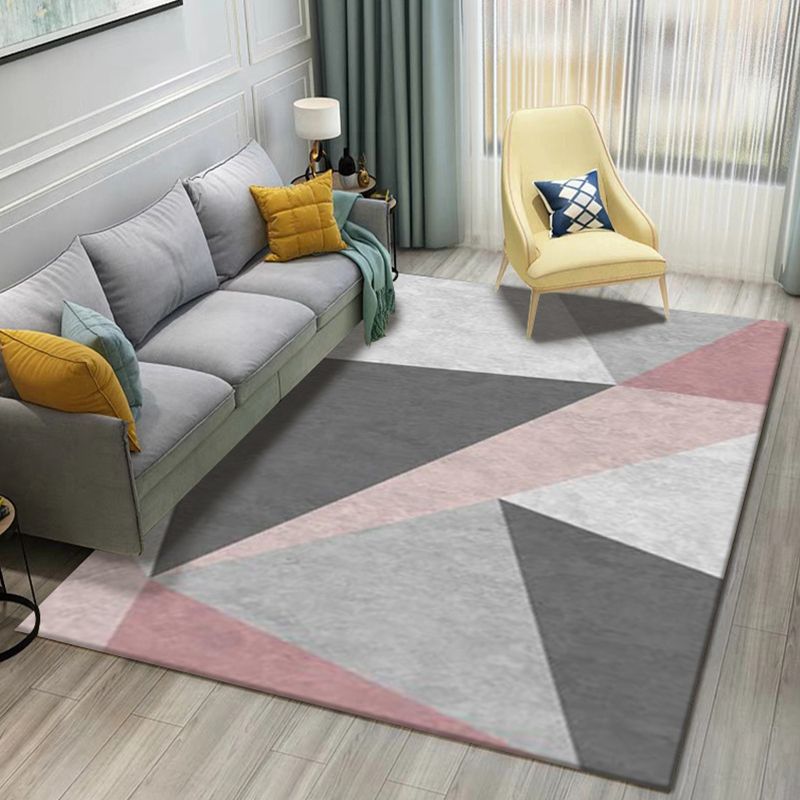 Modern Geometric 3D Printing Rug Multi Colored Polyester Rug Anti-Slip Backing Stain Resistant Washable Carpet for Living Room
