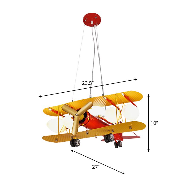 Aircraft Metallic Pendant Chandelier Contemporary LED Red Suspended Lighting Fixture