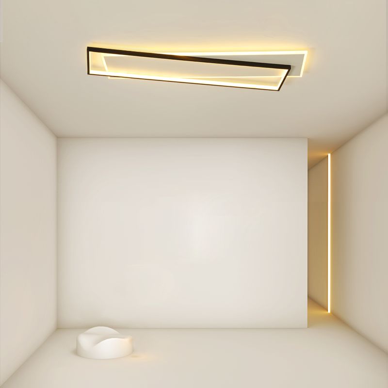 Metal Rectangular Close to Ceiling Lighting Modern LED Black Ceiling Light