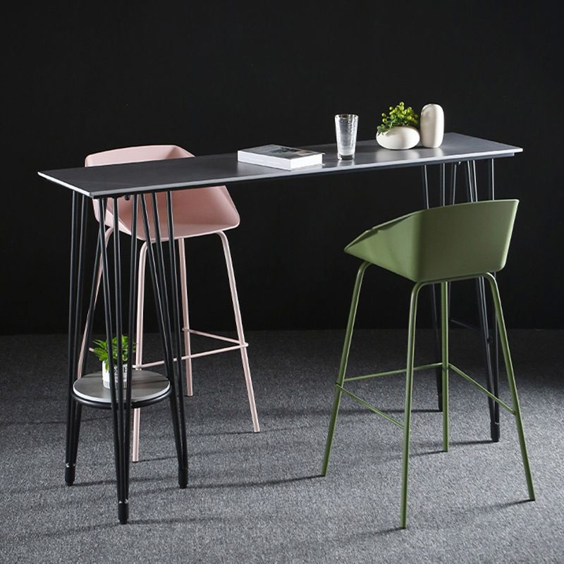 Scandinavian Metal Plastic Counter Stools Low Back Bar Stool with Footrest