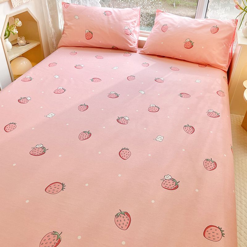 Cotton Fitted Sheet 3-Piece Plant Pattern Fade Resistant Sheet Sets