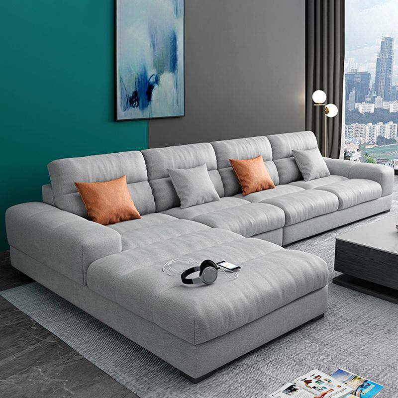 71" Wide Modern Sectional Sofa Leather Sectionals with Bostol Pillows