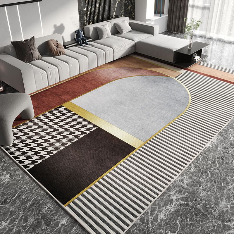 Light Orange Resplendent Rug Polyester Pattern Rug Washable Rug for Home Decor