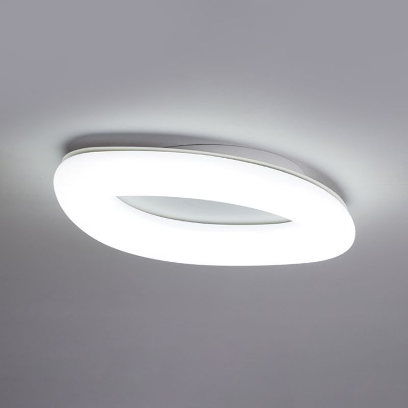 Simplicity Ellipse Flush Light Fixture Acrylic Living Room LED Ceiling Mount Lamp in White