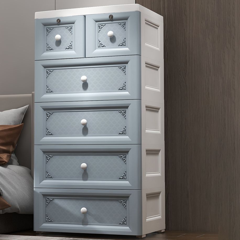 White/Blue/Green Lingerie Chest Contemporary Plastic Chest with Drawers for Bedroom