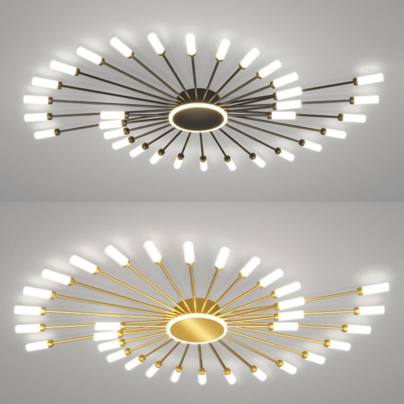 Moderne artistieke LED-plafondarmatuur IJzeren lineaire inbouw met acrylkap