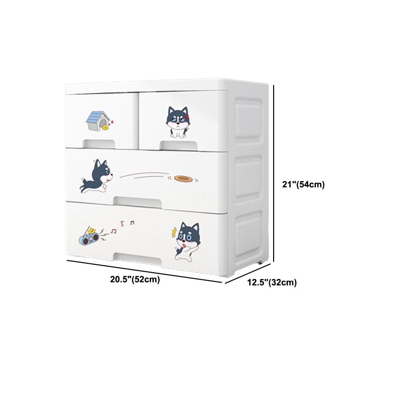 Contemporary Wardrobe White Color Plastic Wardrobe Closet with Drawers