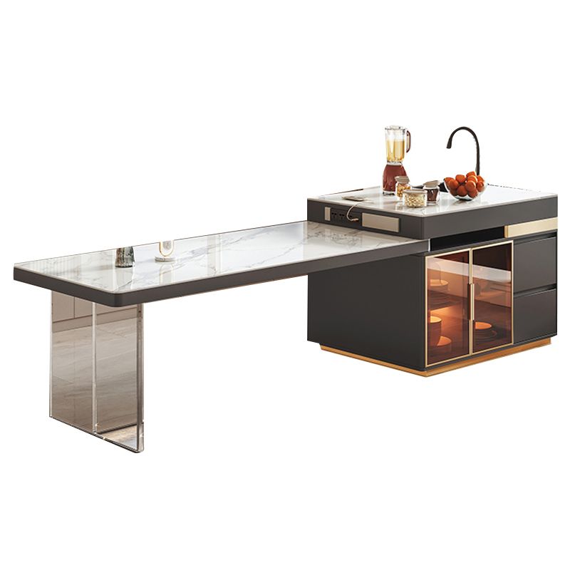 Modern Rectangle Dining Table Sintered Stone Dinner Table with Acrylic Base