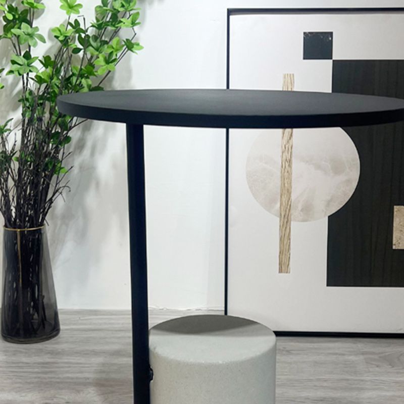 Pedestal Accent Side Table with Metal Top Side End Snack Table