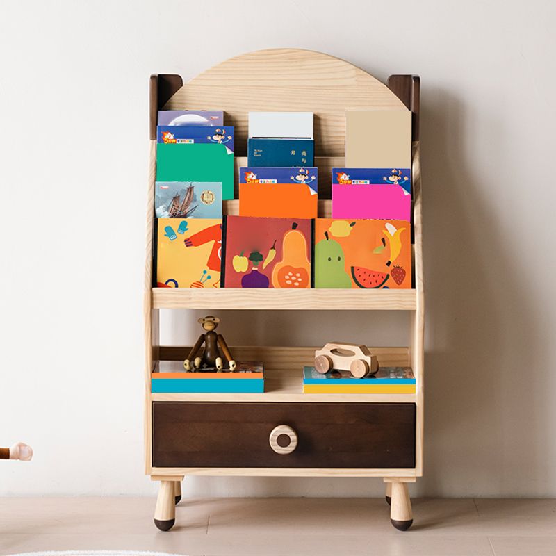 Industrial Closed Back Bookshelf Freestanding Wood Book Shelf with Storage Space