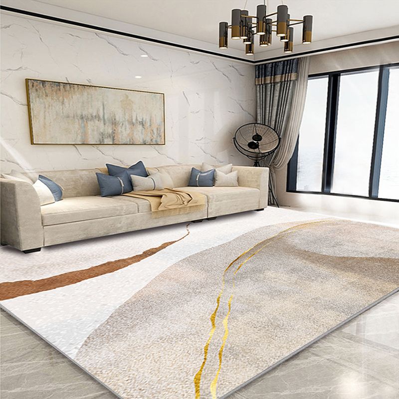 Tapis Beige élégant, bloc de couleurs, en Polyester, avec envers antidérapant, pour la décoration de la maison