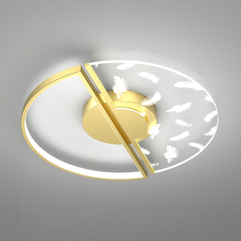 Stagger Geometric Feather LED Ceiling Fixture in Modern Creative Style Wrought Iron Indoor Ceiling Light in Gold