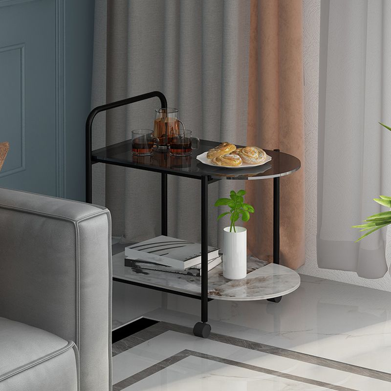Modern Glass Top Side Table 27.55-inch 4 Legs End Table with Casters