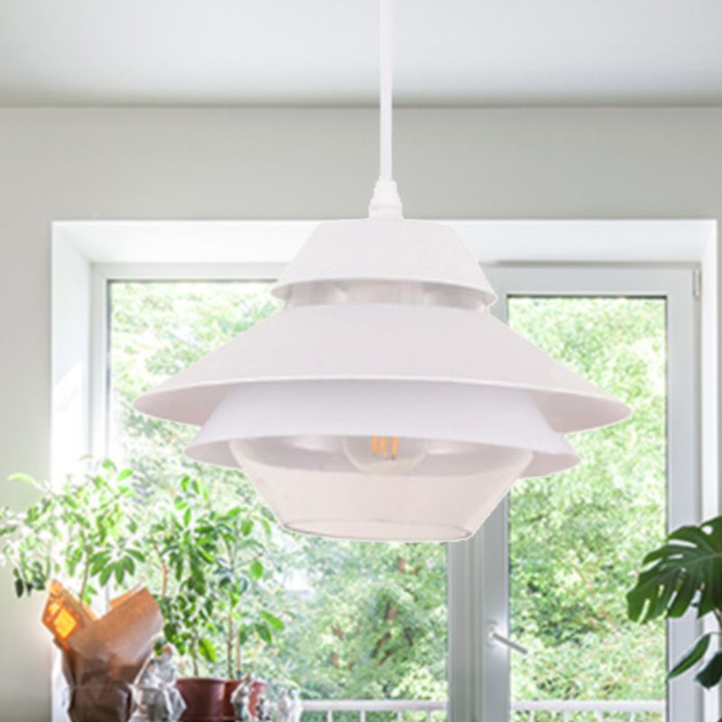 Macaron Stylish Flared Pendant Lighting Metallic 1-Light Living Room Hanging Ceiling Light in Blue/Green