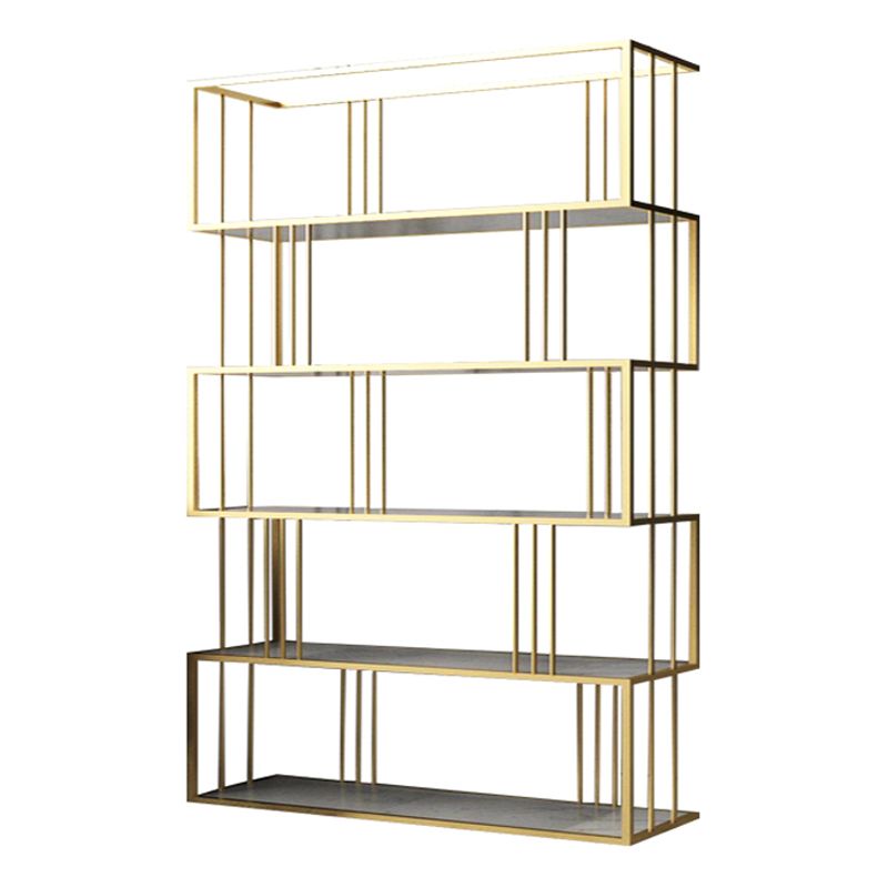 Modern Vertical Etagere Bookshelf Manufactured Wood Shelf Iron Frame Bookshelf