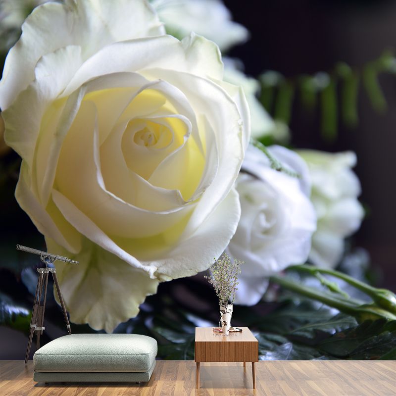 Flower Mural Living Room Decoration Full Size Wall Covering, Moisture Resistant