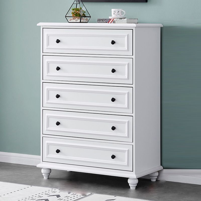 Contemporary Engineered Wood Storage Chest Home Chest in White with Drawers