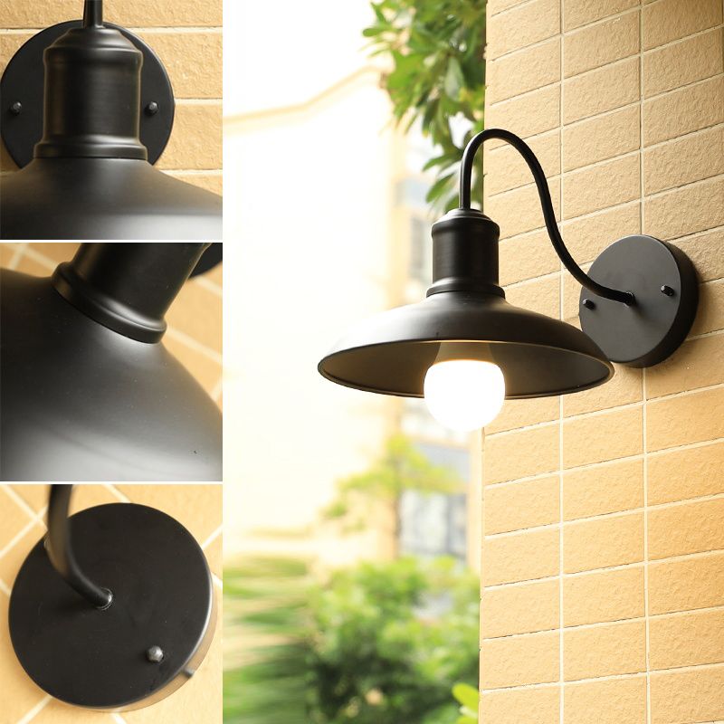 Barn Shade Outdoor Wall Lamp Industrial Metal 1 Bulb Gooseneck Wall Light Fixture