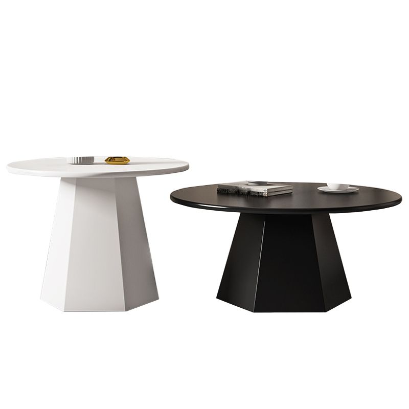 Ironwork Black/white Pedestal Base Design Round Coffee Table