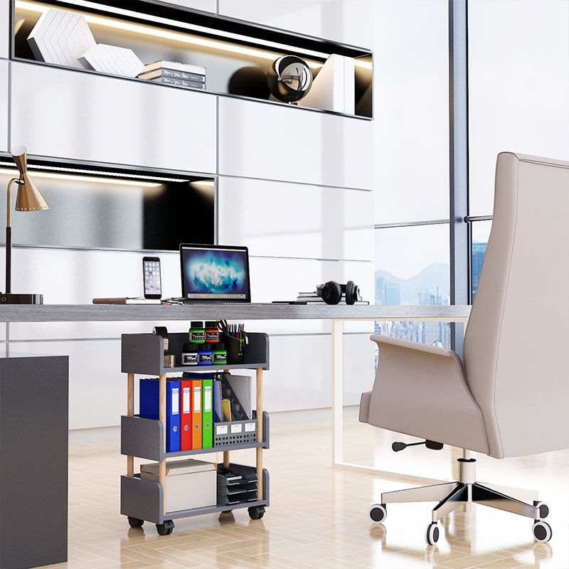 3-Shelf Manufactured Wood Etagere Bookshelf with Caster Wheels